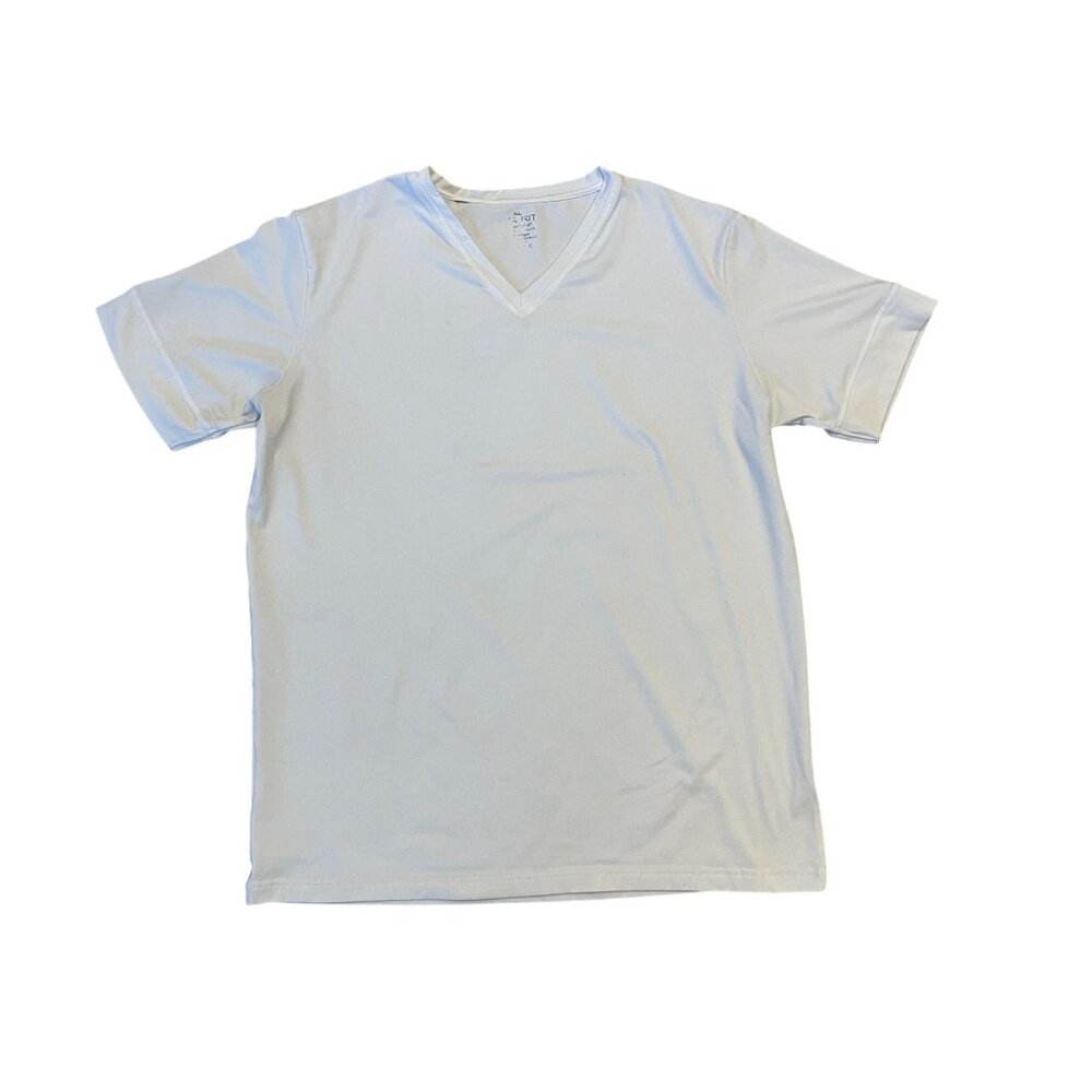 TRAUXIT super soft short sleeve white V-neck athleisure undershirt‎ top XL